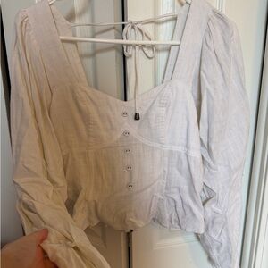 Princess Polly White Puff-Sleeve Button Front Blouse